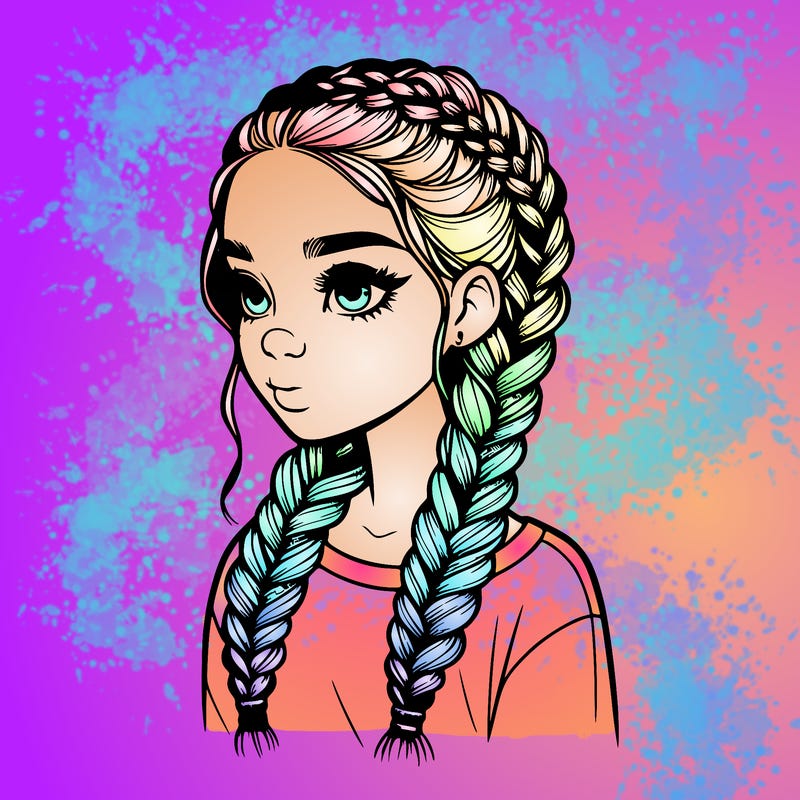 realistic girl with braids