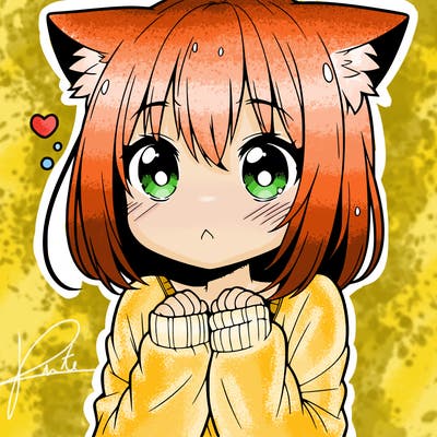 shy anime catgirl