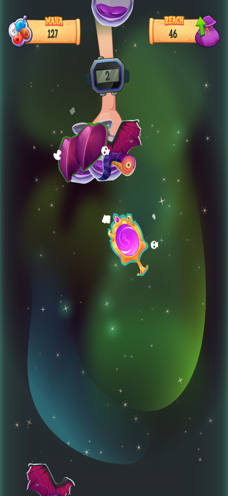 Wizards Bag - A cartoon hand grabbing magical treasures inside the Wizard's Bag game