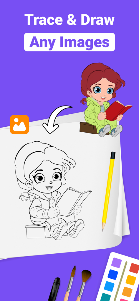 AR Drawing Apps : AR Sketch - A cartoon character being traced onto paper using the AR Sketch app interface.