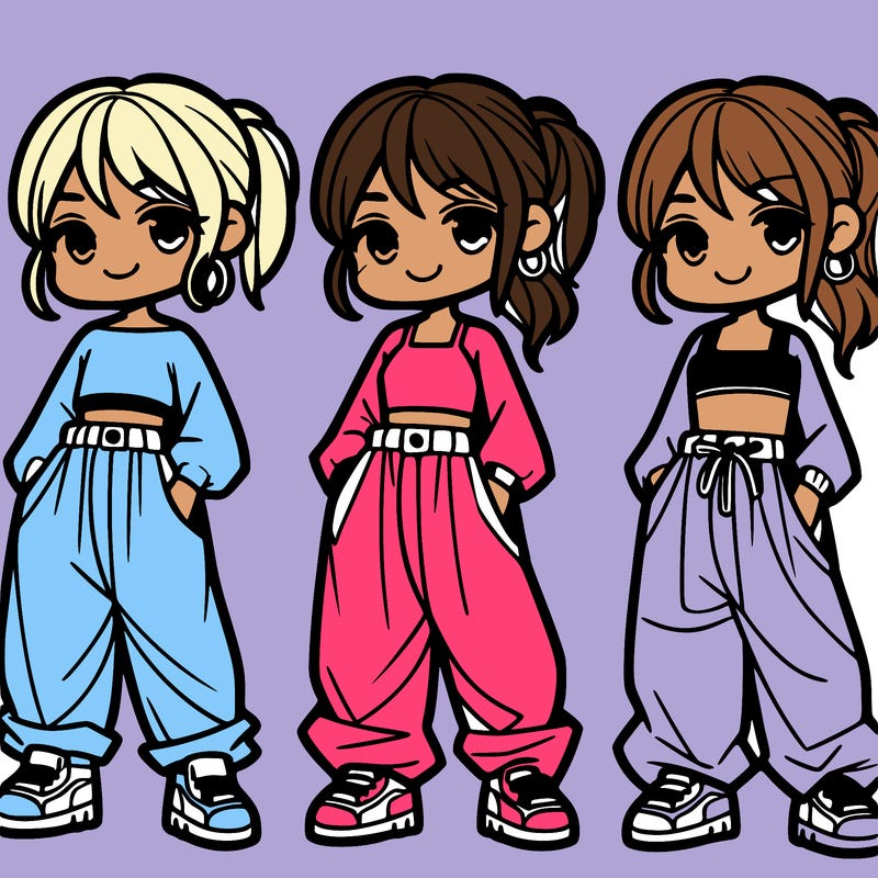 girl with baggy pants and a crop top