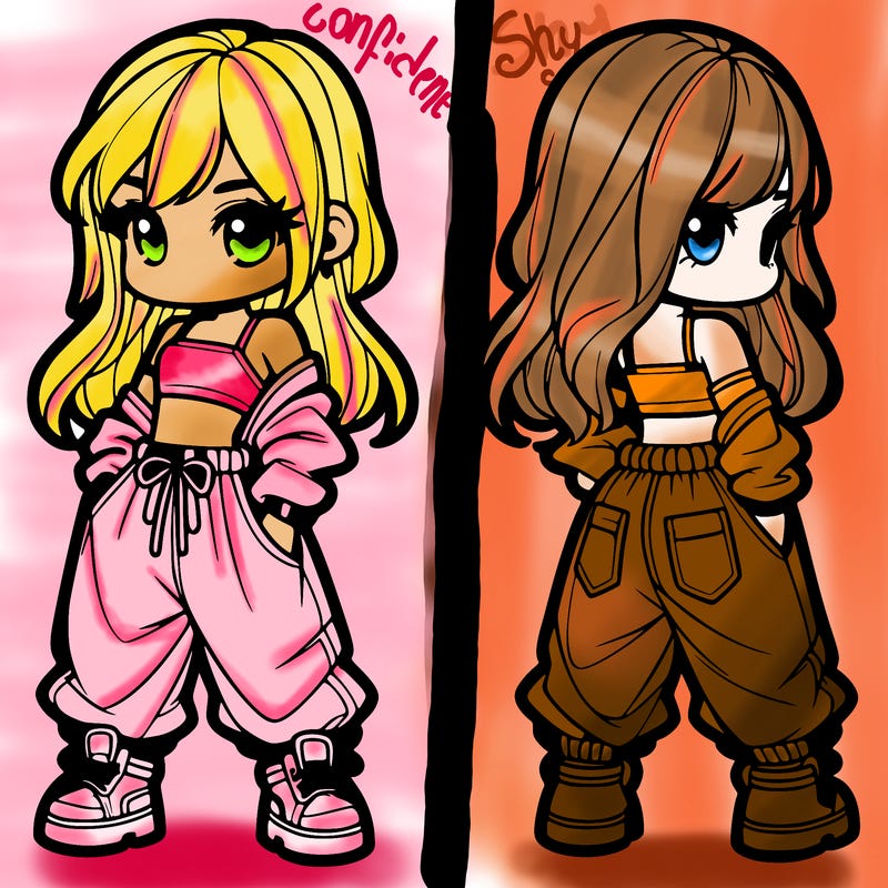 girl in crop top and baggy pants