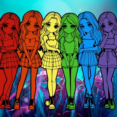 a group of girls realistic