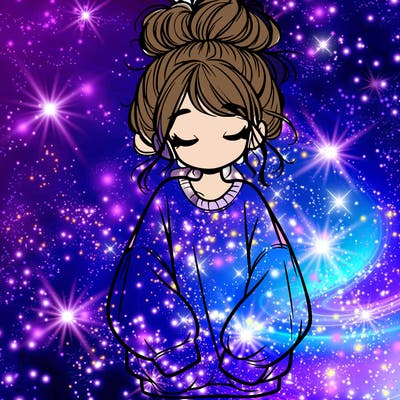 girl with baggy sweatshirt and messy bun