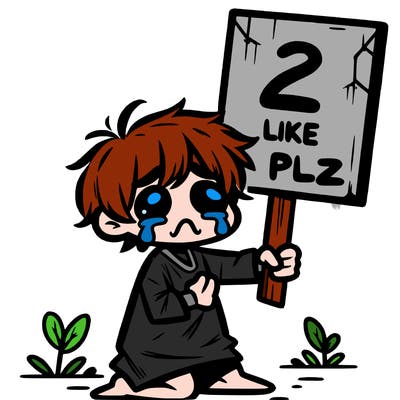 small poor toddler crying with sign that says 2 like plz