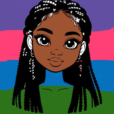 a realistic black girl with braids