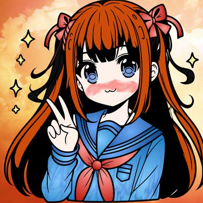 anime girl with typical school uniform and cute hair style