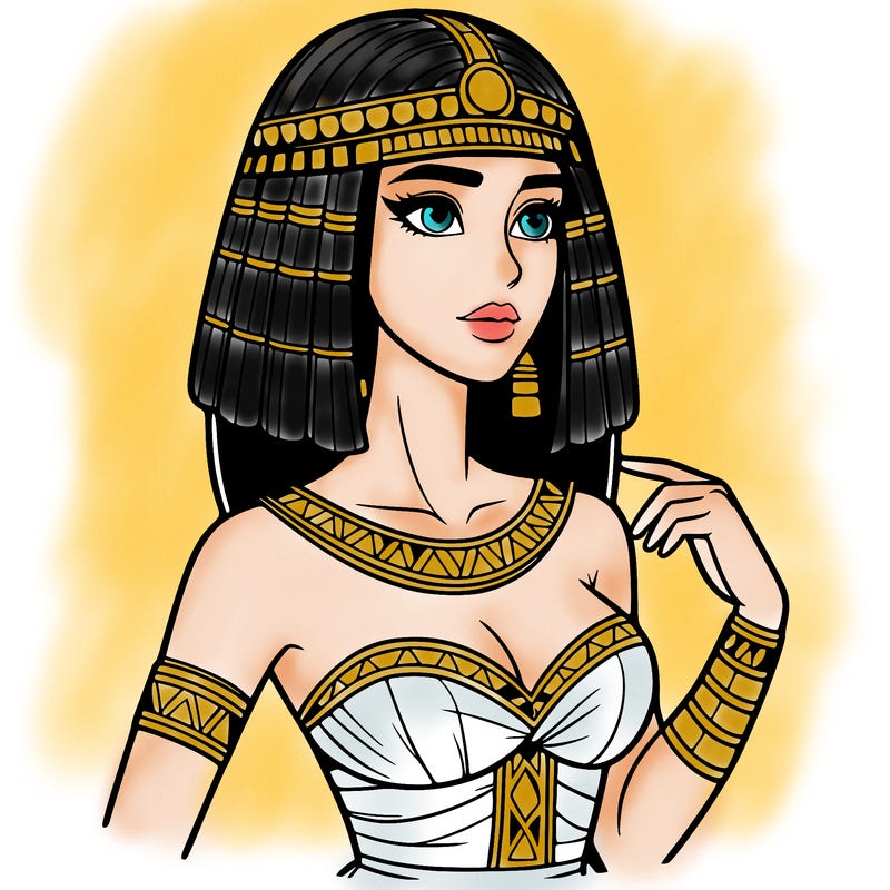realistic woman wearing a cleopatra costume