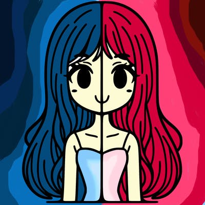 split girl with long hair