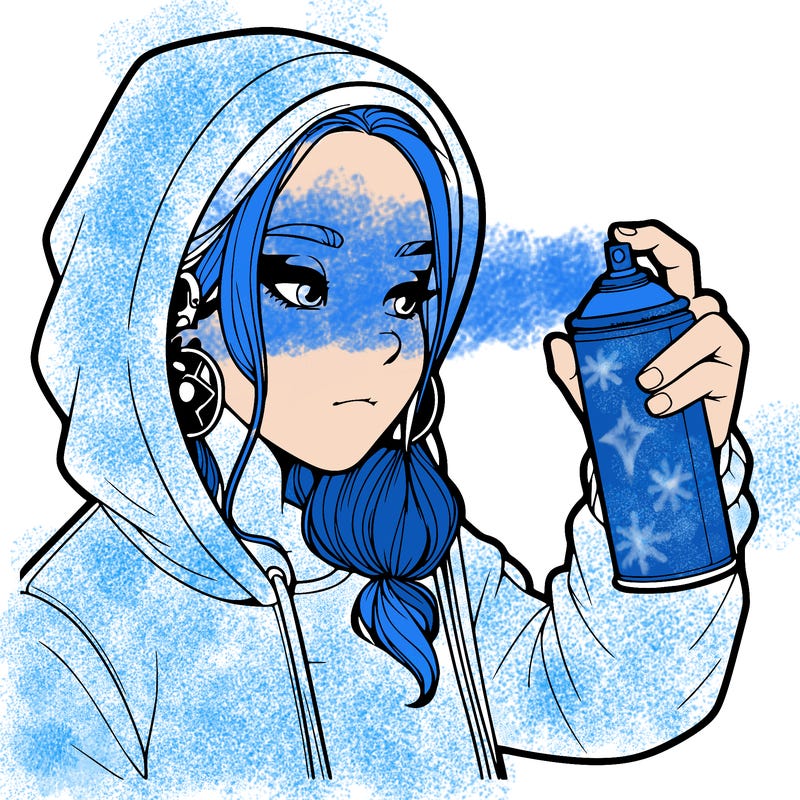 a realistic girl, spray painting