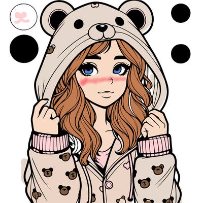 realistic girl in a animal pjs hoodie