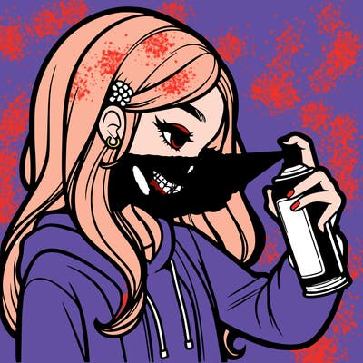 a realistic girl spray painting