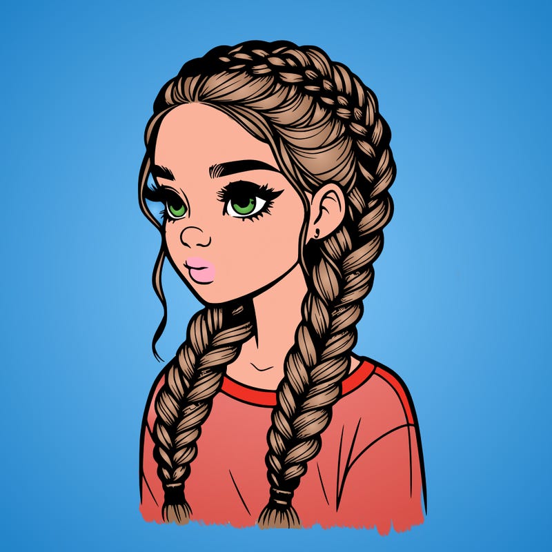 realistic girl with braids