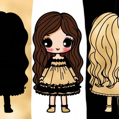 girl with long hair and dress