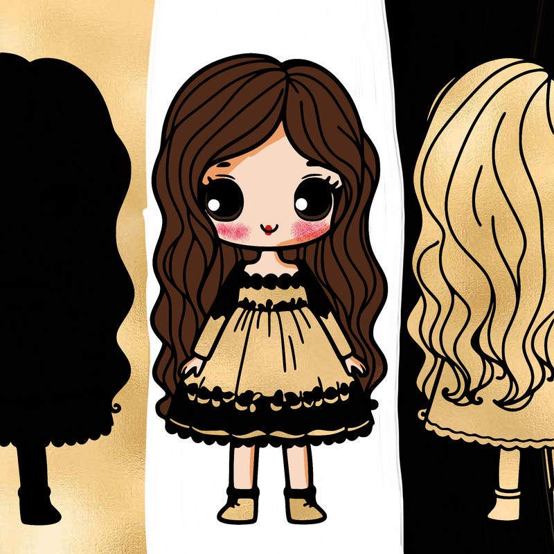 girl with long hair and dress