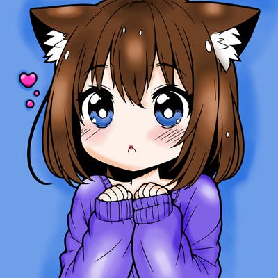 shy anime catgirl