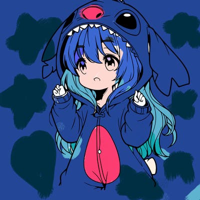 anime girl in a stitch onsie