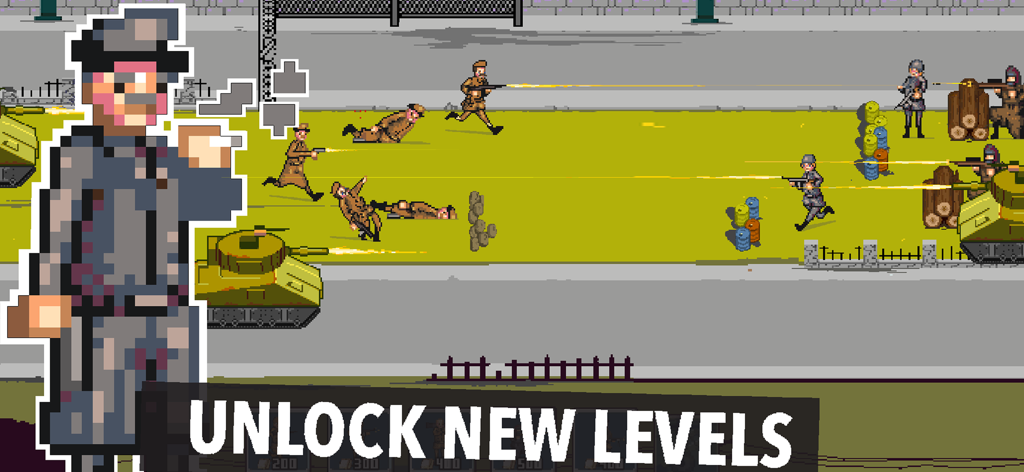 World Warfare 1944: WW2 Game - Pixel art WWII strategy game battlefield with soldiers and tanks