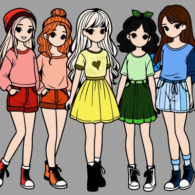 a group of five girls