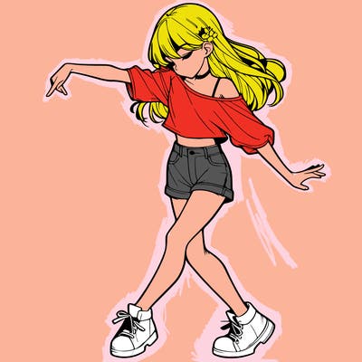 realistic girl danceing