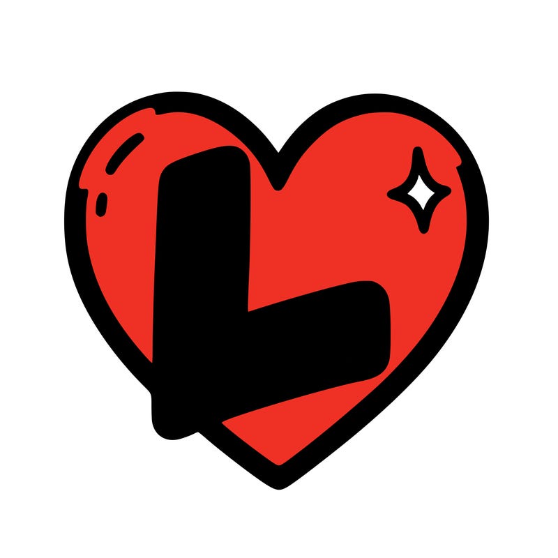 a heart with an l in the middle