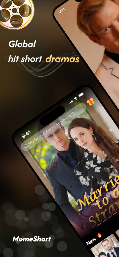 MomeShort - dramas & storyline - La interfaz de la aplicación MomeShort que muestra populares series de dramas cortos en una pantalla de móvil.