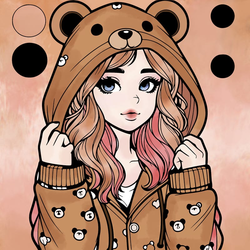 realistic girl in a animal pjs hoodie