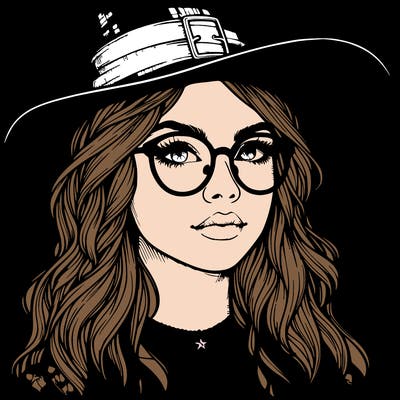a witch with glasses realistic