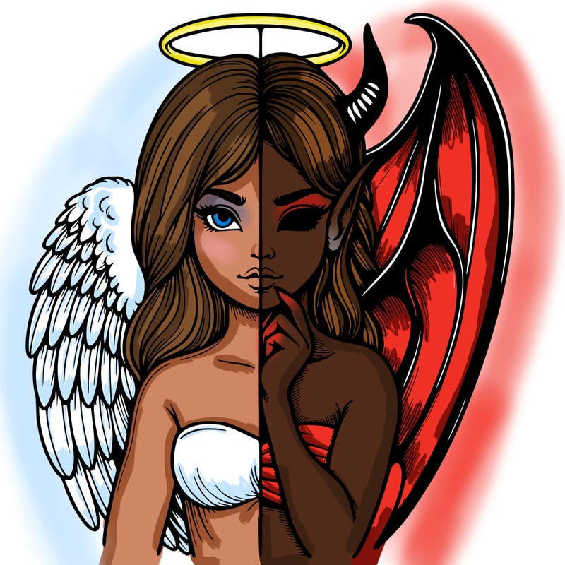 realistic angel half demon