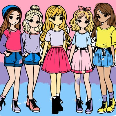 a group of five girls