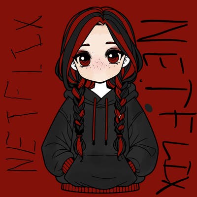 a realistic girl with a oversized hoodie and she has braids