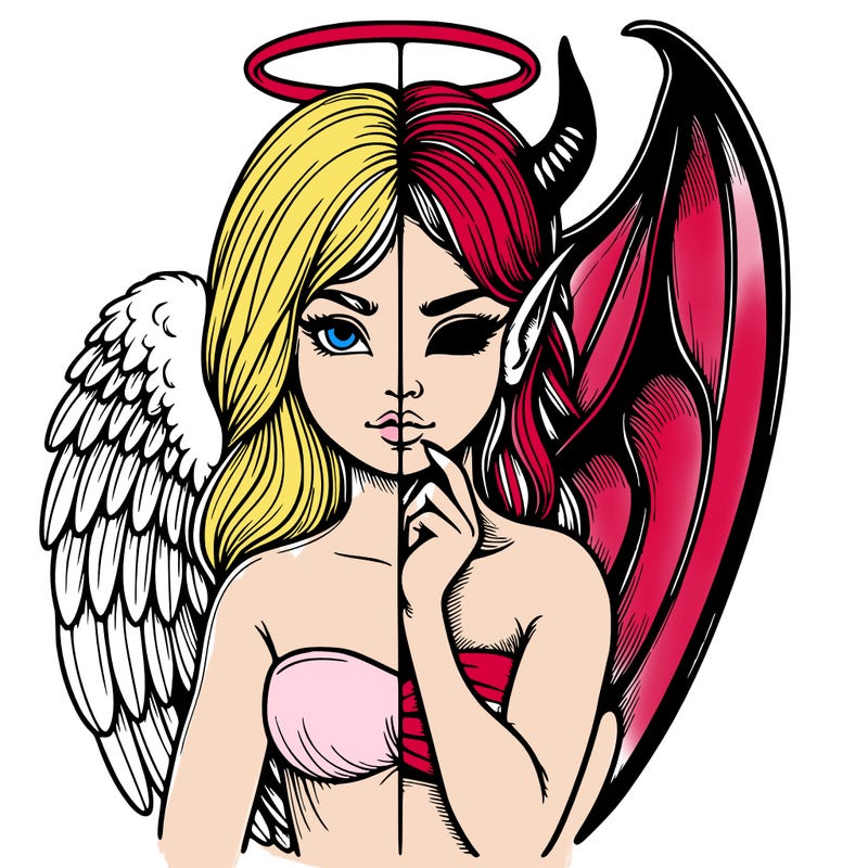 realistic angel half demon