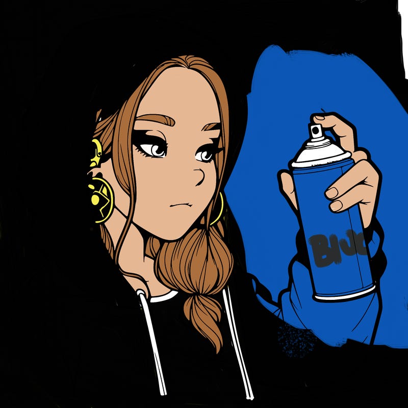 a realistic girl, spray painting