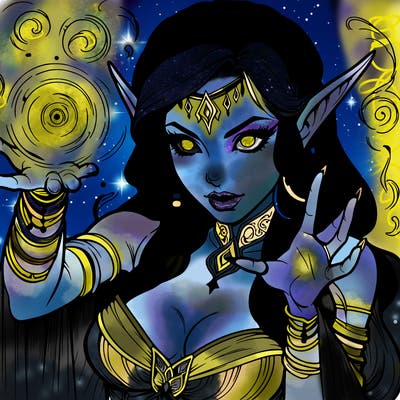 realistic scary beautiful elf sorceress casting spell