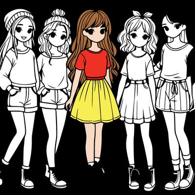 a group of five girls
