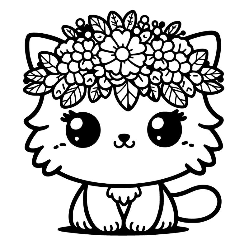 cat with a flower crown