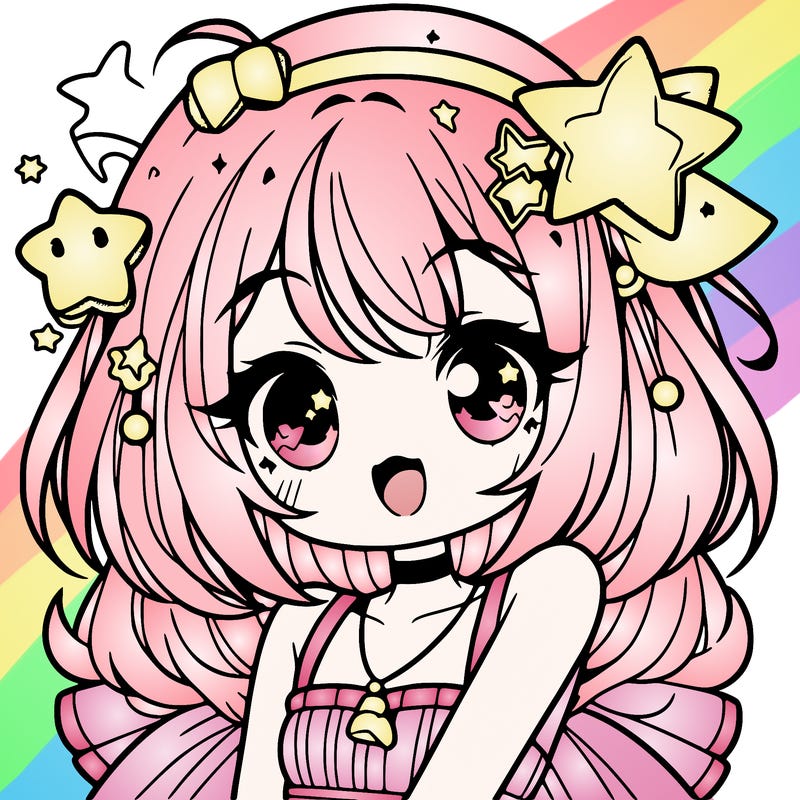 cute anime girl with star accessories