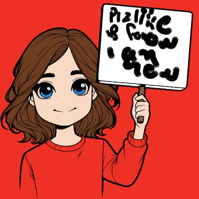 realistic girl holding up a sign