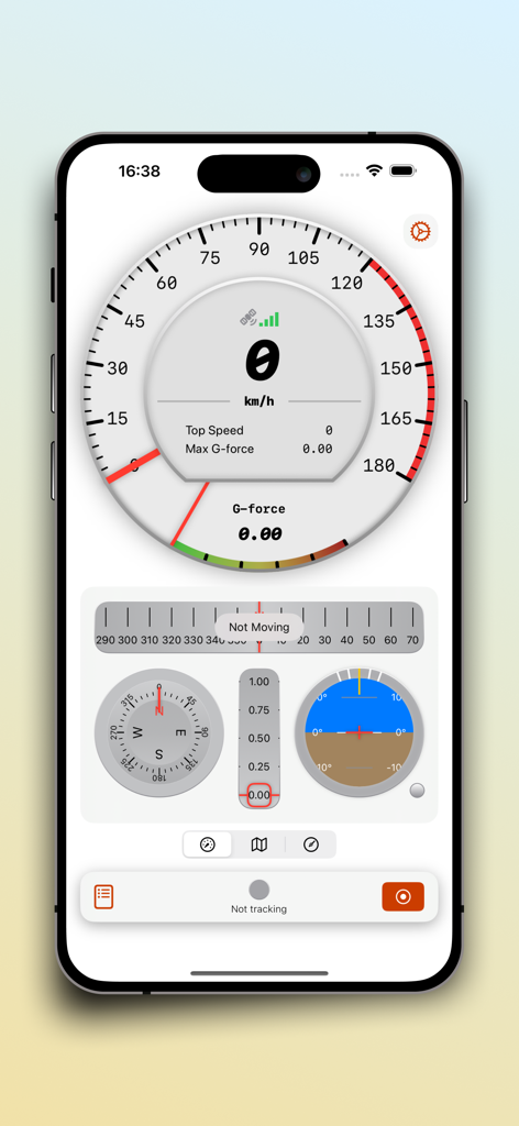 SpeedX: Speedometer, Altimeter - SpeedX app dashboard featuring a speedometer compass and attitude indicator