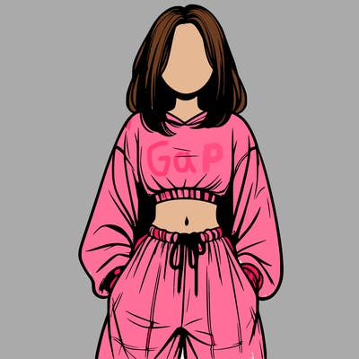 realistic girl faceless with baggy pants and a crop top