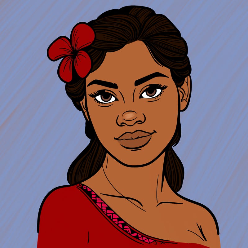 a realistic polynesian woman with a samoan pacific look and a taupou
