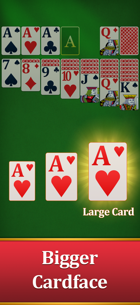 Classic Solitaire for Seniors - Gameplay of Classic Solitaire for Seniors showing extra large card faces and fonts for improved visibility