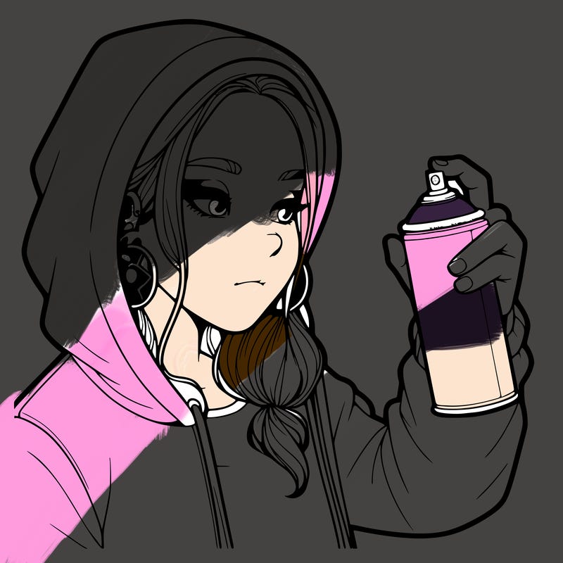 a realistic girl, spray painting