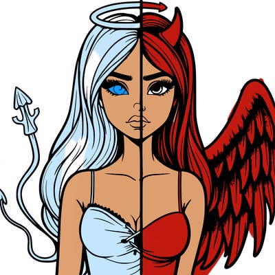 devil vs angel realistic girl