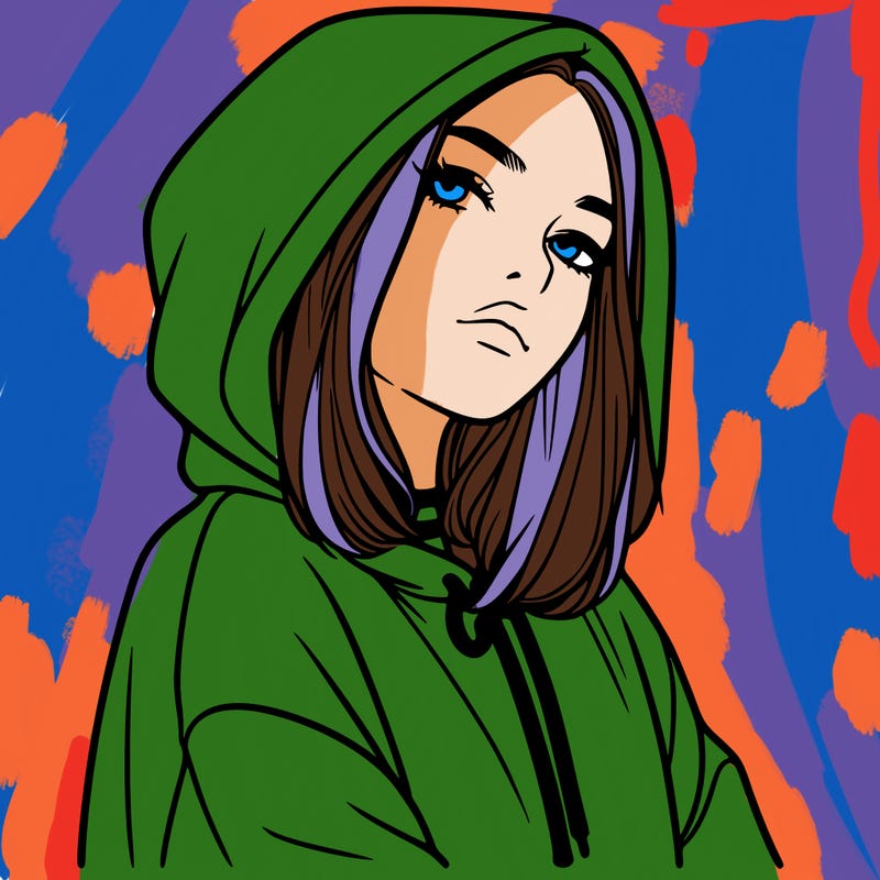 a realistic girl in a hoodie