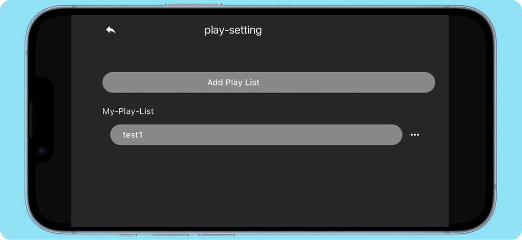 itvPlayer play settings screen on iPhone showing add play list button and saved m3u lists