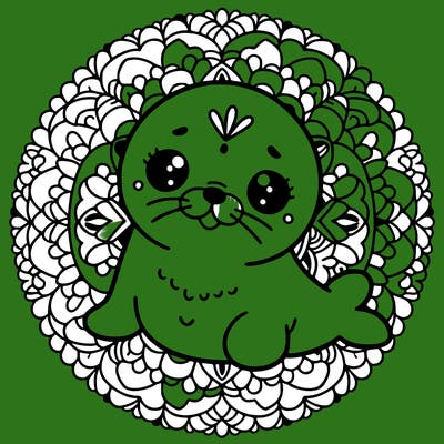 a cute baby seal mandala