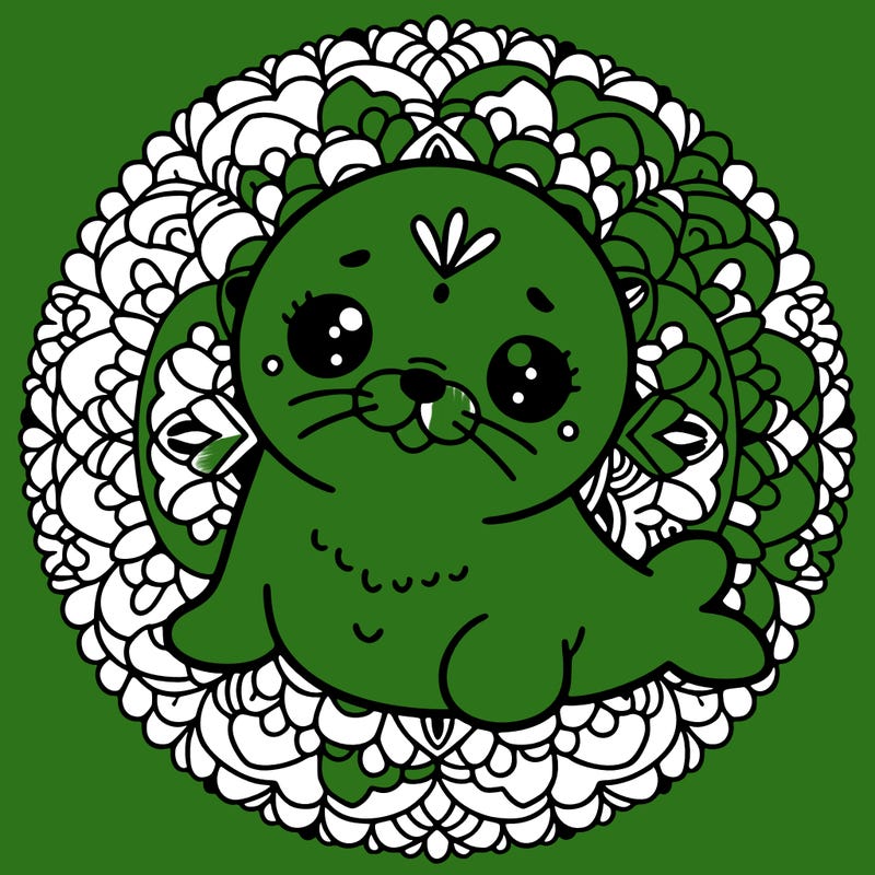 a cute baby seal mandala