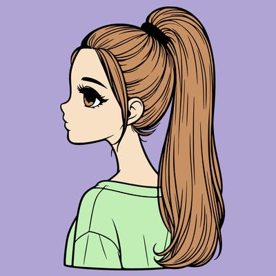 realistic girl with high pony tail