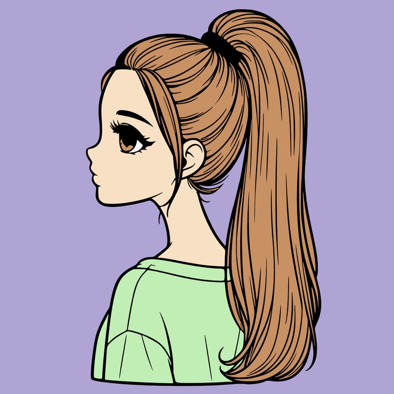 realistic girl with high pony tail